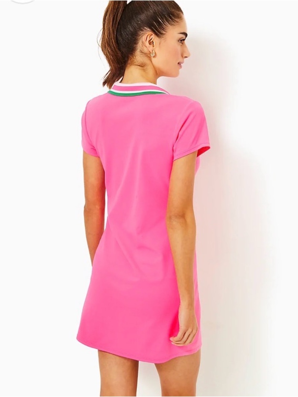 Lilly Pulitzer Luxletic Cayo Costa Dress Pink Stripe Polo UPF 50 Size Large - Picture 15 of 15